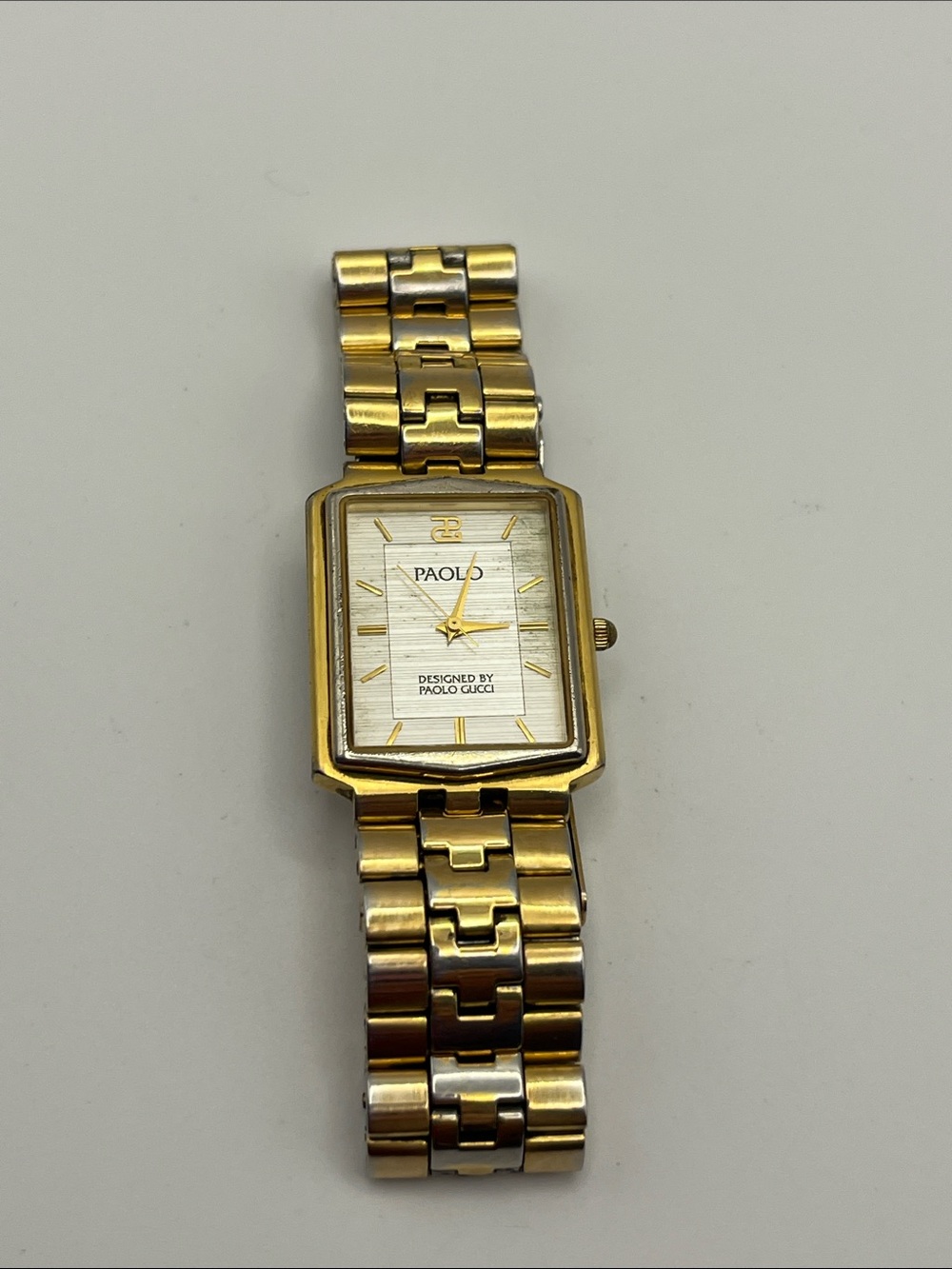Paolo (Designed by Paolo Gucci) Gold Tone Rectangular Dress Smartwatch